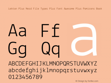 Lekton Plus Nerd File Types Plus Font Awesome Plus Pomicons Book Version 34.000 Font Sample