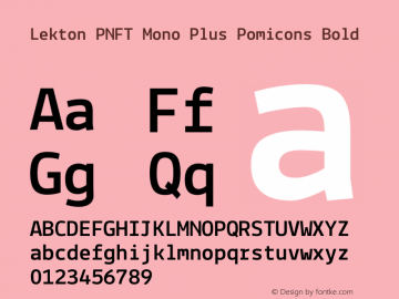 Lekton PNFT Mono Plus Pomicons Bold Version 34.000 Font Sample