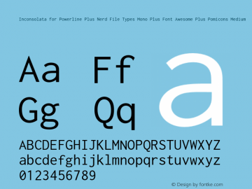 Inconsolata for Powerline Plus Nerd File Types Mono Plus Font Awesome Plus Pomicons Medium Version 001.010;Nerd Fonts 0图片样张