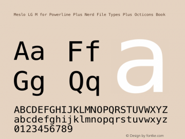 Meslo LG M for Powerline Plus Nerd File Types Plus Octicons Book 1.210 Font Sample
