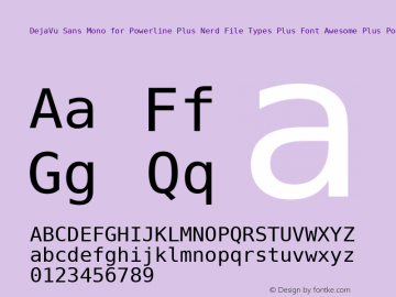 DejaVu Sans Mono for Powerline Plus Nerd File Types Plus Font Awesome Plus Pomicons Book Version 2.33 Font Sample