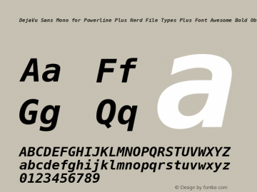 DejaVu Sans Mono for Powerline Plus Nerd File Types Plus Font Awesome Bold Oblique Version 2.33 Font Sample