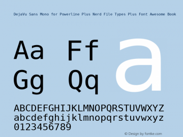 DejaVu Sans Mono for Powerline Plus Nerd File Types Plus Font Awesome Book Version 2.33 Font Sample