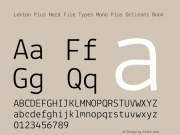 Lekton Plus Nerd File Types Mono Plus Octicons Book Version 34.000图片样张