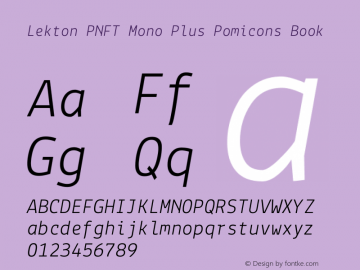 Lekton PNFT Mono Plus Pomicons Book Version 3.000 Font Sample