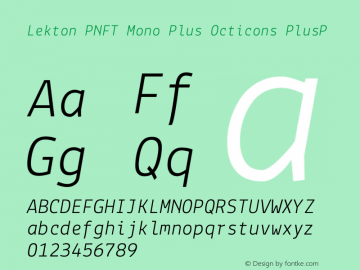 Lekton PNFT Mono Plus Octicons PlusP Version 3.000 Font Sample