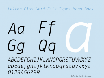 Lekton Plus Nerd File Types Mono Book Version 3.000 Font Sample