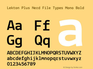 Lekton Plus Nerd File Types Mono Bold Version 34.000 Font Sample