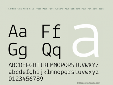 Lekton Plus Nerd File Types Plus Font Awesome Plus Octicons Plus Pomicons Book Version 34.000图片样张
