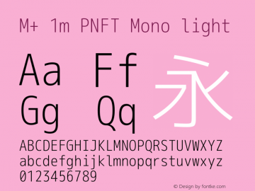 M+ 1m PNFT Mono light Version 1.018;Nerd Fonts 0.4 Font Sample