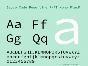 Sauce Code Powerline PNFT Mono PlusF Version 1.017;PS 1.000;hotconv 1.0.70;makeotf.lib2.5.5900图片样张