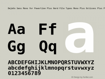 DejaVu Sans Mono for Powerline Plus Nerd File Types Mono Plus Octicons Plus Pomicons Bold Version 2.33 Font Sample