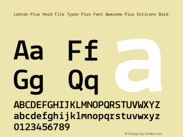 Lekton Plus Nerd File Types Plus Font Awesome Plus Octicons Bold Version 34.000图片样张