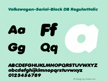 Volkswagen-Serial-Black DB RegularItalic 1.0 Sat Oct 19 22:09:43 1996 Font Sample