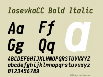 IosevkaCC Bold Italic r0.1.5; ttfautohint (v1.3) Font Sample