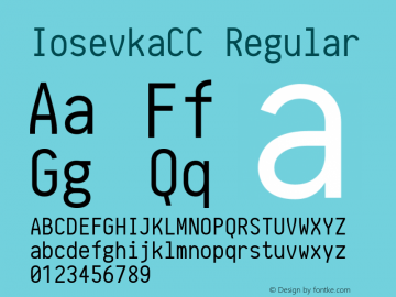 IosevkaCC Regular r0.1.5; ttfautohint (v1.3) Font Sample