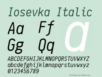 Iosevka Italic r0.1.5; ttfautohint (v1.3)图片样张