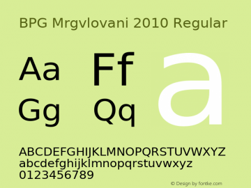 BPG Mrgvlovani 2010 Regular Version 1.002 2010 Font Sample