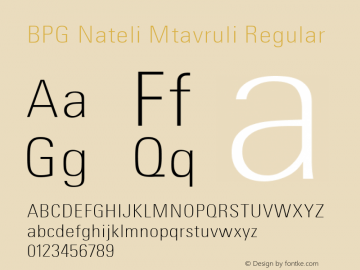 BPG Nateli Mtavruli Regular Version 2.002 2010 Font Sample