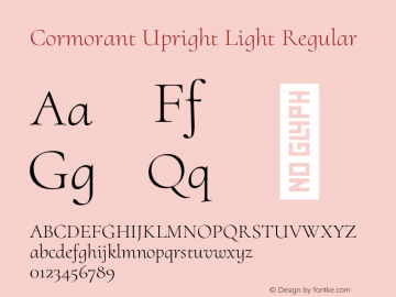 Cormorant Upright Light Regular Version 1.000;PS 001.000;hotconv 1.0.70;makeotf.lib2.5.58329 Font Sample