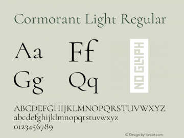 Cormorant Light Regular Version 1.000;PS 001.000;hotconv 1.0.70;makeotf.lib2.5.58329图片样张