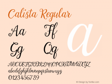 Calista Regular Version 1.000 Font Sample