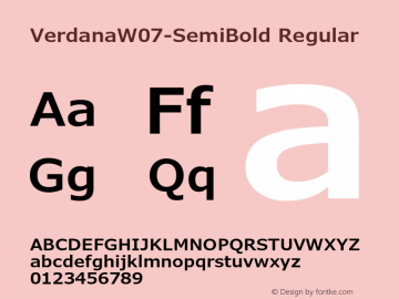 VerdanaW07-SemiBold Regular Version 6.20图片样张