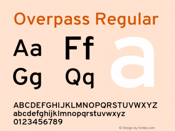 Overpass Regular Version 1.001 Font Sample