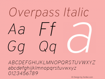 Overpass Italic Version 1.000 Font Sample