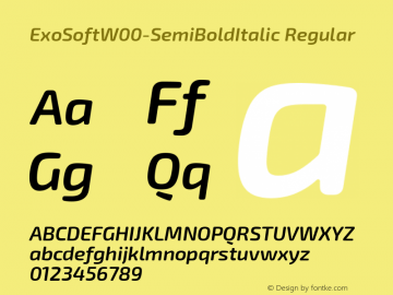 ExoSoftW00-SemiBoldItalic Regular Version 1.10图片样张