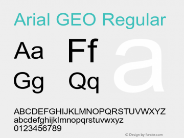 Arial GEO Regular Version 2.50 Font Sample