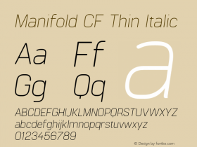 Manifold CF Thin Italic Version 3.600;PS 003.600;hotconv 1.0.70;makeotf.lib2.5.58329 Font Sample