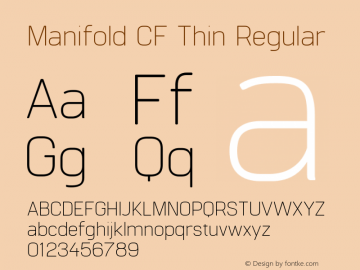 Manifold CF Thin Regular Version 3.600 Font Sample