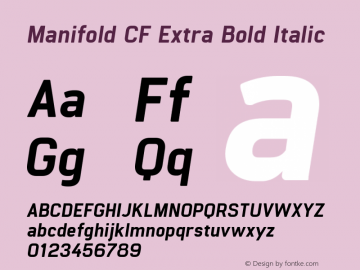 Manifold CF Extra Bold Italic Version 3.600图片样张