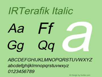 IRTerafik Italic Version 1.000 Font Sample