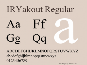 IRYakout Regular Version 1.000 Font Sample