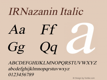 IRNazanin Italic Version 1.000 Font Sample