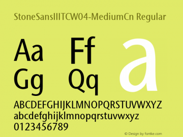 StoneSansIIITCW04-MediumCn Regular Version 1.00图片样张