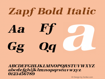 Zapf Bold Italic Altsys Fontographer 3.5  11/25/92图片样张