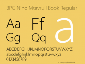 BPG Nino Mtavruli Book Regular Version 2.001 2008 Font Sample