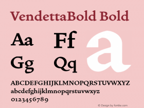 VendettaBold Bold Version 1.00 Font Sample