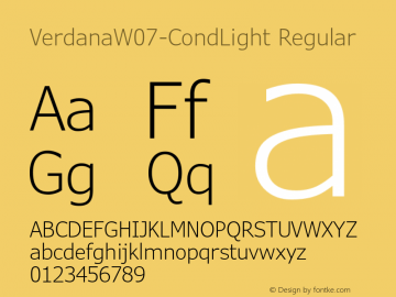 VerdanaW07-CondLight Regular Version 6.20图片样张