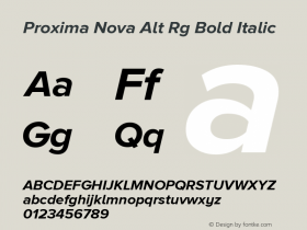 Proxima Nova Alt Rg Bold Italic Version 2.001 Font Sample
