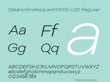 GalanoGrotesqueAltW00-LtIt Regular Version 1.00 Font Sample