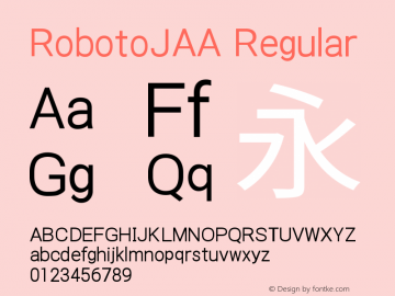 RobotoJAA Regular Version 1.19; 2015-08-30图片样张