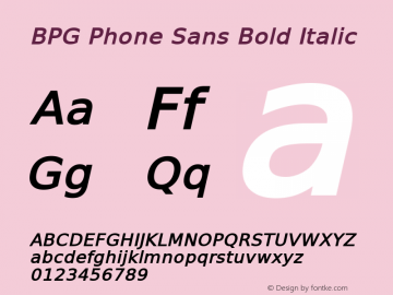 BPG Phone Sans Bold Italic Version 2.25图片样张