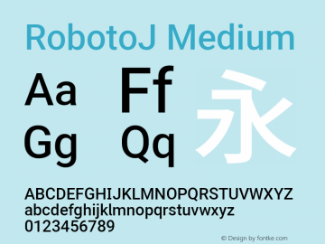 RobotoJ Medium Version 1.19; 2015-08-30 ; ttfautohint (v1.3) Font Sample