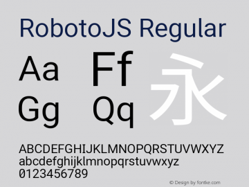 RobotoJS Regular Version 1.19; 2015-08-30 ; ttfautohint (v1.3)图片样张