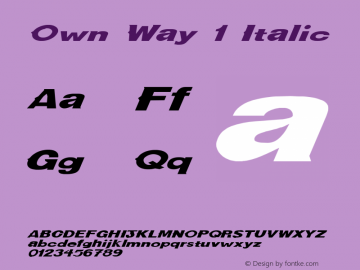 Own Way 1 Italic 1.0 Sat Apr 29 13:09:33 1995 Font Sample