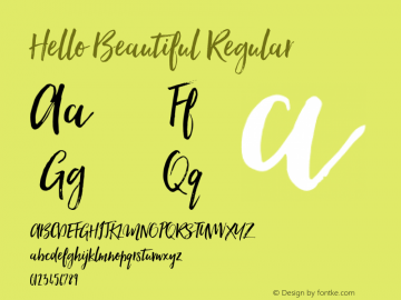 Hello Beautiful Regular Version 1.00 2015 Font Sample